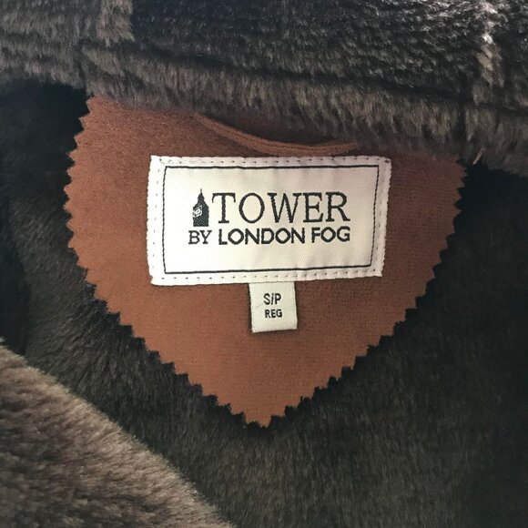 Tower by London Fog Coffee Brown Faux Small Women's Suede/Fur Hooded Coat - Picture 3 of 11